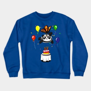 Pandicorn Panda Bear Kid's Birthday Party Butterfly Crewneck Sweatshirt